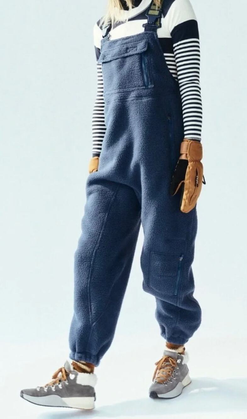 FP Movement Hit The Slopes Salopette Bib Fleece Overalls Blue Yellow XS